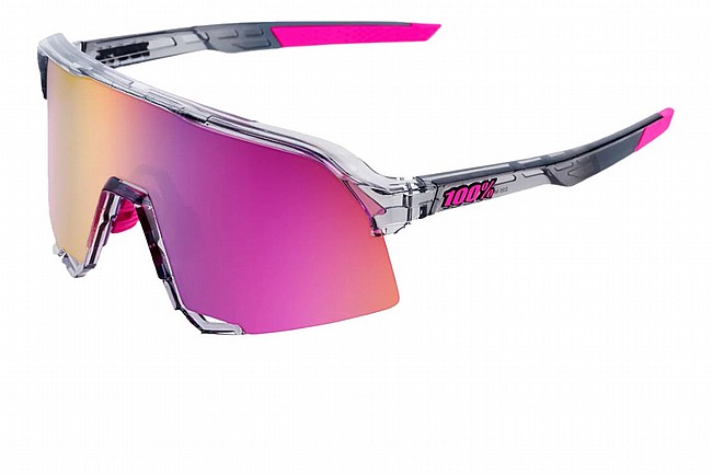 100% S3 Sunglasses Polished Translucent Grey/Purple Multilayer Mirror