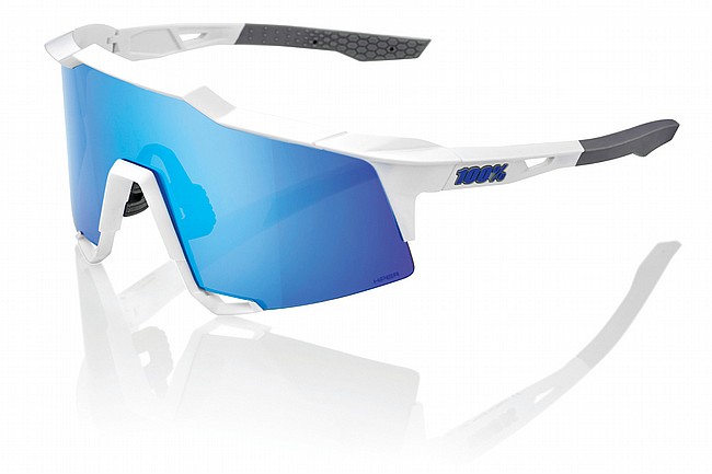 100% Speedcraft Sunglasses Matte White/HiPER Blue Multilayer Mirror Lens