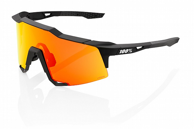 100% Speedcraft Sunglasses Soft Tact Black - HiPER Red Multilayer Mirror Lens