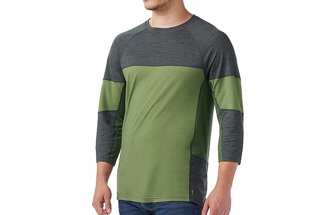 Smartwool Mens Mountain Bike 3/4 Sleeve Jersey Charcoal/Fern Green