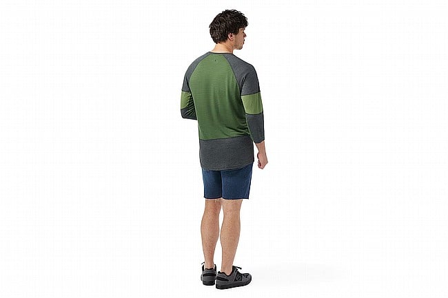 Smartwool Mens Mountain Bike 3/4 Sleeve Jersey Charcoal/Fern Green