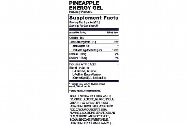 GU Roctane Energy Gel (Box of 24) Pineapple Nutrition Facts
