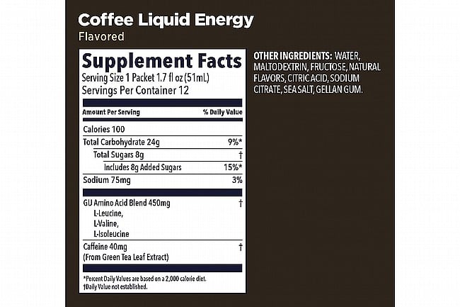 GU Liquid Energy Gel (Box of 12) Coffee (40mg Caffeine)