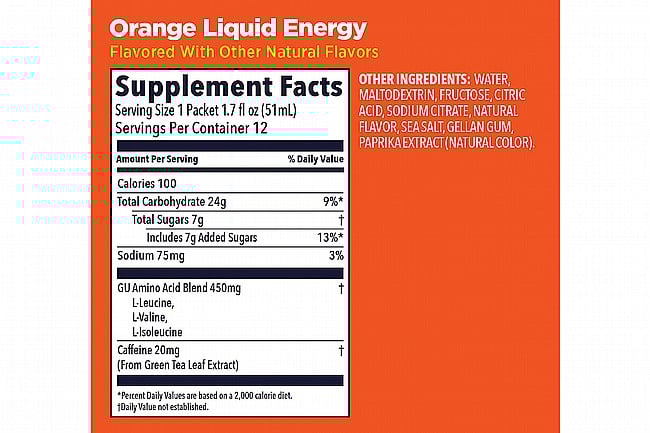 GU Liquid Energy Gel (Box of 12) Orange (20mg Caffeine)