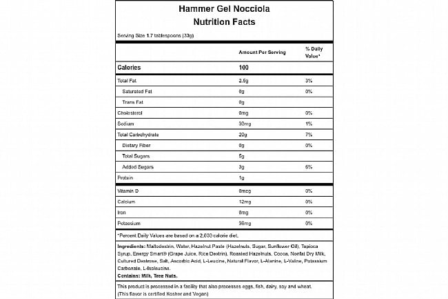 Hammer Nutrition Hammer Gel (Box of 24) Nicciola Nutrition Facts