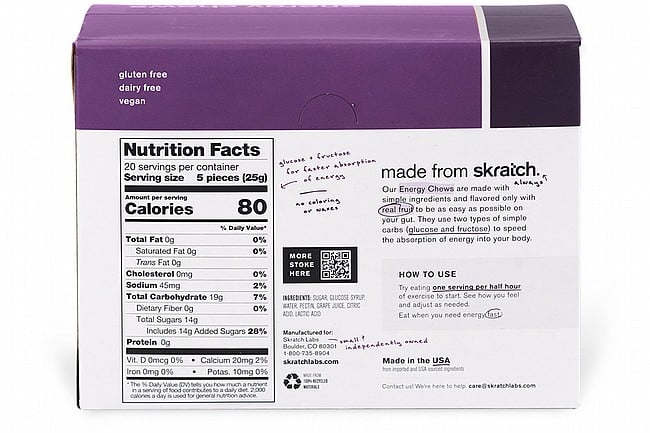 Skratch Labs Energy Chews Sport Fuel(Box of 10) Grape