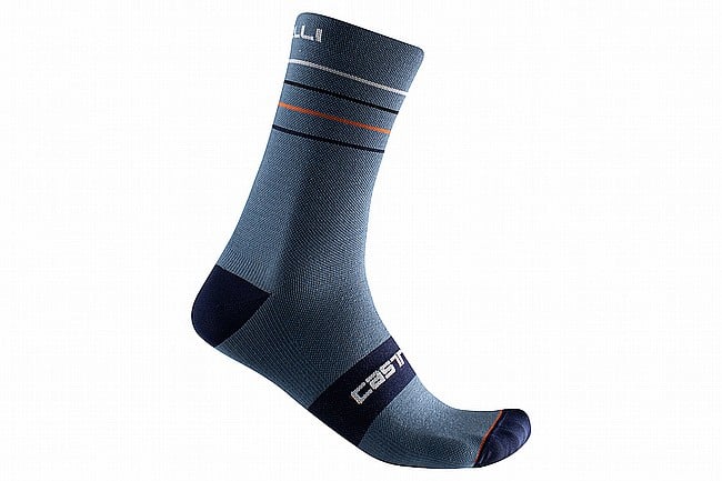 Castelli Mens Endurance 15 Sock Light Steel Blue/Pop Orange-White