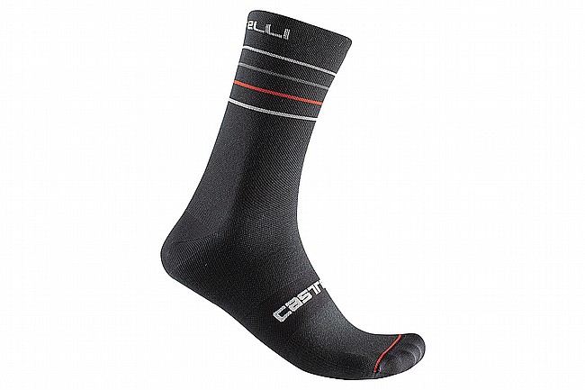Castelli Mens Endurance 15 Sock Black/Silver Gray-Red