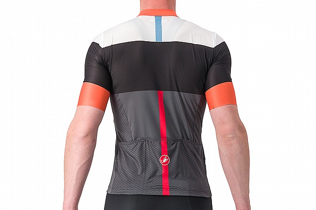 Castelli Mens Sezione Jersey Dark Gray/Black-Scarlet Ibis