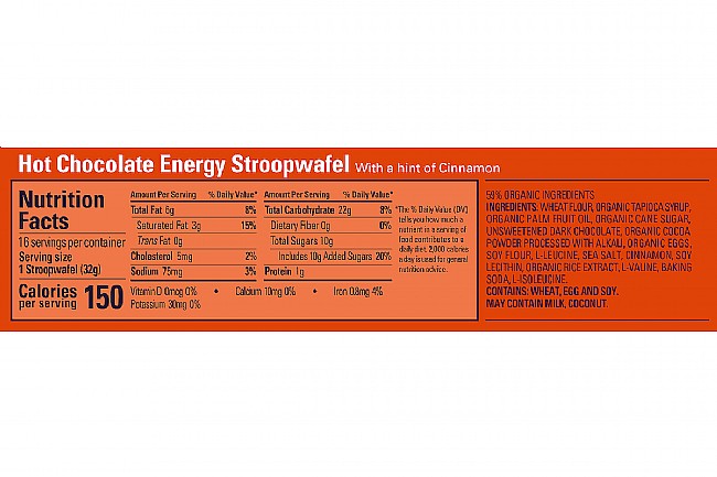 GU Energy Stroopwafel (Box of 16) Hot Chocolate Nutrition Facts