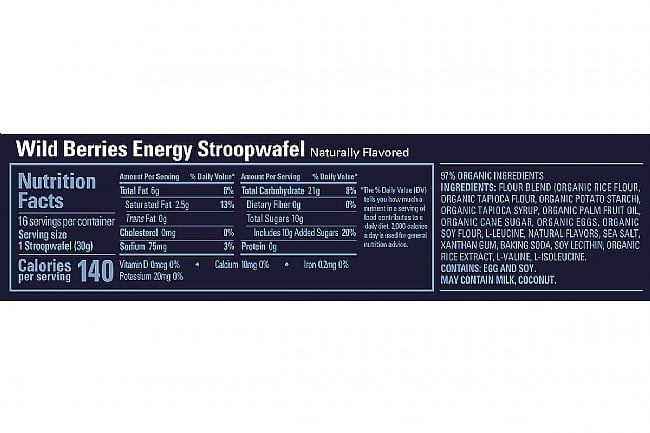 GU Energy Stroopwafel (Box of 16) Wild Berries (GF) Nutrition Facts