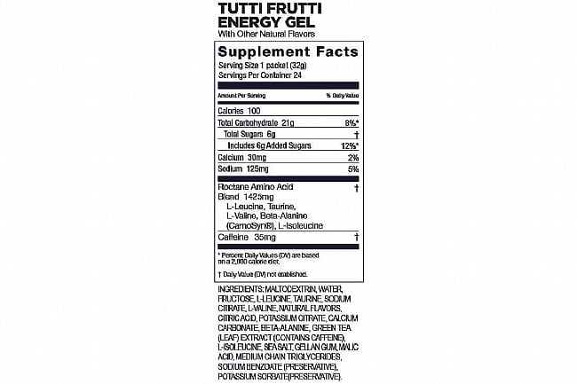 GU Roctane Energy Gel (Box of 24) Tutti Frutti Nutrition Facts