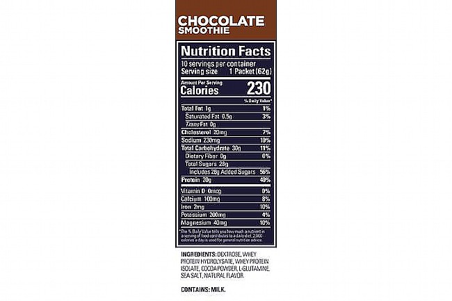 GU Roctane Protein Recovery (15 Servings) Chocolate Smoothie Nutrition Facts