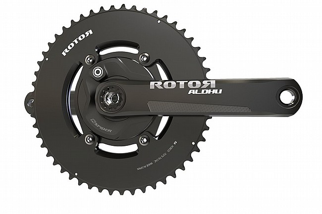 Rotor INspider DM Powermeter Mounted to Cranks w/ Chainrings Installed (Not Included)