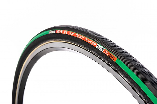 Vittoria Pave CG III Tubular Road Tire (320 TPI) 700 x 30mm - Black/Green/Black